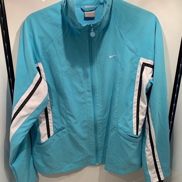 Nike Track Jacket Women Size M(8-10) Pale Blue Zip Pockets - Picture 1 of 11